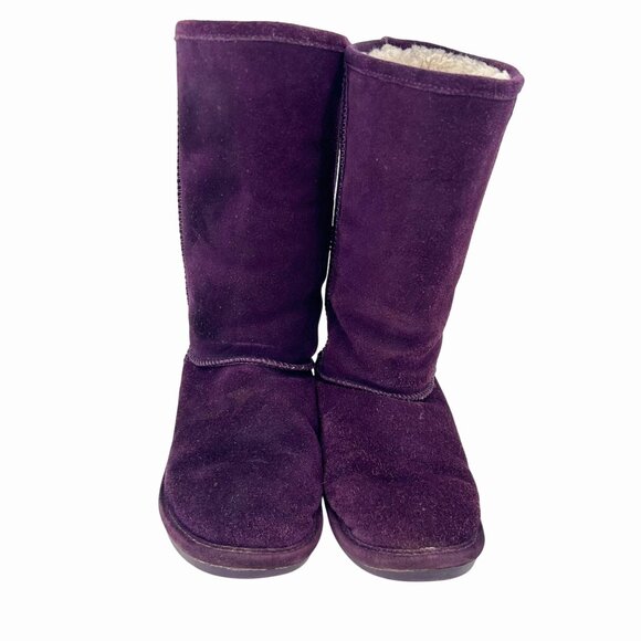 BEARPAW PURPLE SUEDE SHEEPSKIN WOOL MID CALF BOOTS - 7 SHEARLING - Picture 9 of 14